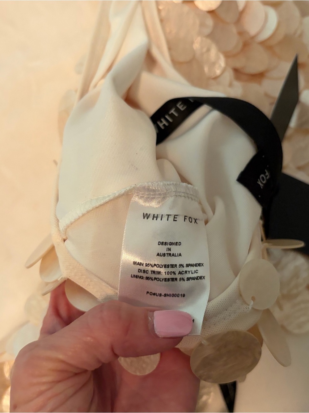 White fox Cream Sequin Mini Skirt - Picture 3 of 3